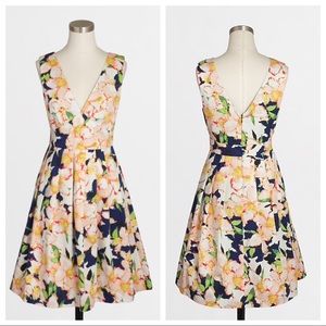 J. Crew Sateen V-Neck Dress In Floral Size 4